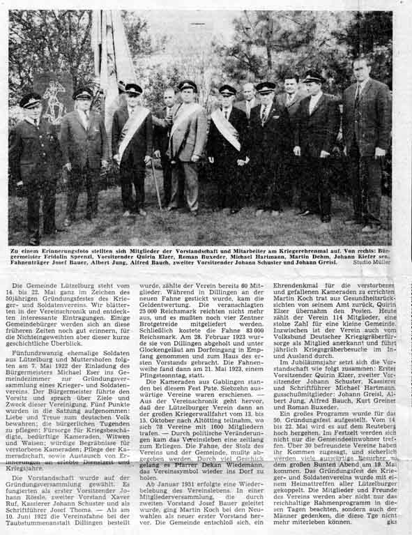 50jähriges Gründungsfest des Krieger- und Soldatenverein Lützelburg (1972)