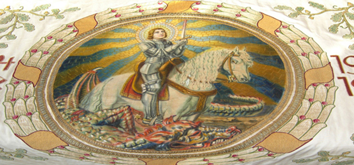 Die Vereinsfahne mit dem heiligen Georg