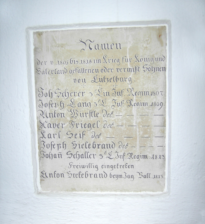 Gedenktafel der Gefallenen und Vermissten von 1805 bis 1813 an der Kirche